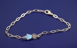Turkish Evil Eye Bracelet With Pale Blue Hamsa Hand B107