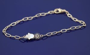 Products: Turkish Evil Eye Bracelet With White Hamsa Hand B107b