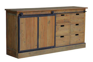 Products: BUFFET W / SLIDING DOOR – OLD PINE / IRON – Nirvana Interiors