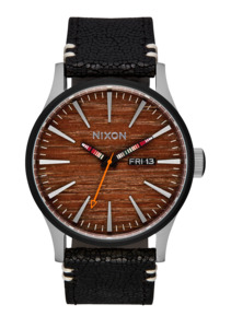 Mens Watches: Sentry Leather - Silver / Rosewood / Black