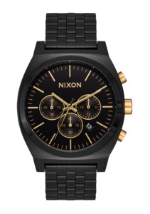 Mens Chrono Watches: Time Teller Chrono - Black / Black / Gold