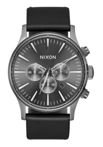 Mens Chrono Watches: Sentry Chrono Leather - All Gunmetal / Black
