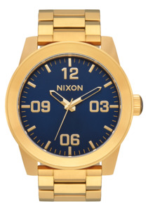 Mens Oversized Watches: Corporal Stainless Steel - Gold / Blue Sunray / Gold