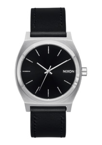 Mens Leather Watches: Time Teller Leather - Silver / Black