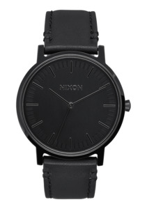 Mens Leather Watches: Porter Leather - All Black