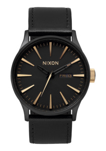 Womens Leather Watches: Sentry Leather - Matte Black / Gold