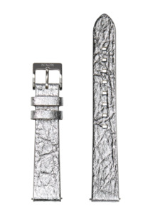 16mm Watch Bands: 16mm Pineapple Leather Band - Silver Foil