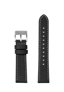 23mm Watch Bands: 23mm Stitched Leather Band - Black