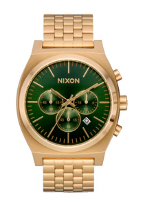 Gifts For Him: Time Teller Chrono - Gold / Green Sunray