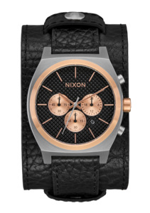 Mens Watches: Time Teller Chrono Leather - Silver / Rose Gold / Black