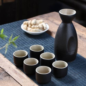 NJK生活達人 線上購物中心 陶瓷清酒套装(粗陶黑) Sake Set (Black&hellip;