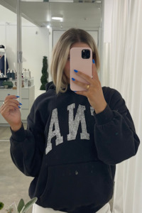 Ena Pelly: Collegiate Oversized Hoodie | Vintage Black