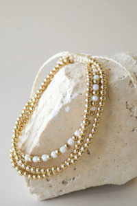 Triple Bead Gold White Gold Bracelet