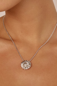 Under 100: Sunflower Pendant Necklace | Silver