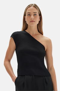 Under 150: Elodie One Shoulder Knit Tank | Black
