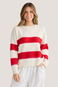 Overboard Knit | Red Stripe