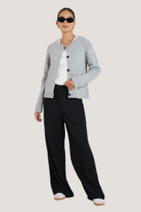 Crest Light Grey Marle Crewneck Cardigan