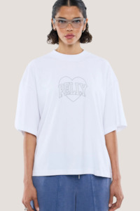 Rhinestone Logo Tee | White