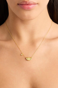 By Charlotte: 18k Gold Vermeil Lotus Birthstone Necklace - April - White Topaz
