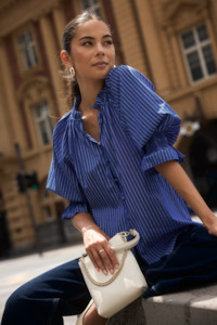 New Arrivals 1: Noetic Dark Blue Stripe Short Sleeve Blouse