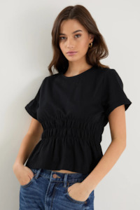 New Arrivals 1: Svelte Black Shirred Detail SS Tee