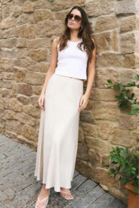 New Arrivals 1: Lagos Natural Linen Blend Bias Maxi Skirt