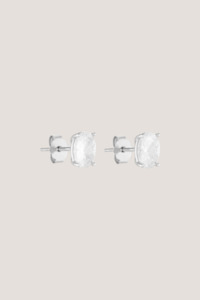 Porter Jewellery: Oval Studs | Silver/Clear