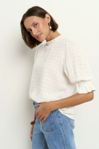 Influential Ivory Texture High Neck Top