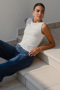 Tops 1: Untamed Ivory Lace Sleeveless Boatneck Top