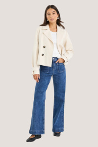 Outerwear: Pathway Pumice Cropped Trench Jacket