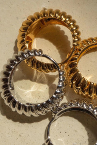 Luv Aj: Ridged Marabella Hoops | Silver