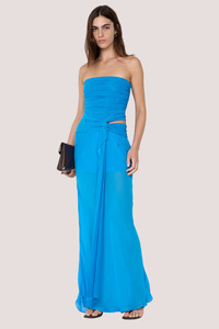 Maxi Dresses: Jehnaya Strapless Maxi Dress | Aster Blue