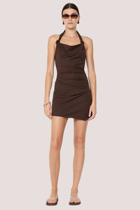 Annetta Halter Mini Dress | Dark Chocolate
