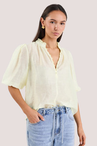 Tops 1: Closure Sunshine Sheer High Neck Buttoned SS Top