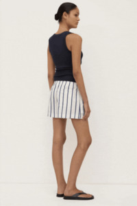 Shorts And Skirts: Nara Shripe Short | White/True Navy