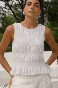 Jeans And Pants: Guardian White Linen Viscose Pleat Front Wide Leg Pant