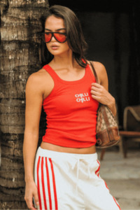 Tees: Chilli Knit Tank | Poppy Red