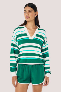 Sale: Retreat Stripe Collar Knit | College Green Stripe