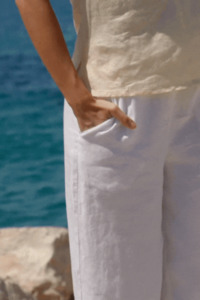 Shoreline Butter Linen Bias Sleeveless Shell Top