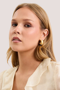 Jewellery 1: Ridged 14k Gold Plate Huggie Stud Earring