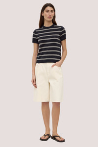 Allison Stripe Cotton Cashmere Tee | True Navy/Cream
