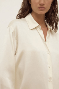Pippa Silk Long Sleeve Shirt | Cream