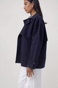 Farida Cropped Trench | Navy