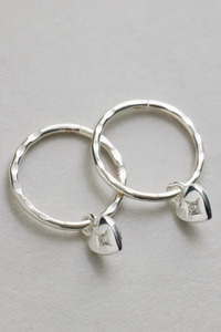 Saint Valentine: Mini Heart Hoops | Silver