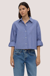 Assembly: Anais Stripe Cropped Shirt | Blue/White Stripe