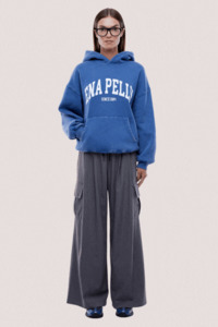 Ena Pelly: Varsity Hoodie | Washed Indigo
