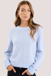 Genuine Ice Blue Crewneck Fluffy Long Sleeve Jumper