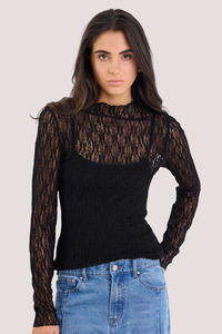 Tops 1: Giving Black Lace Long Sleeve Top