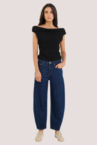 Graduate Dark Blue Stretch Barrel Jeans