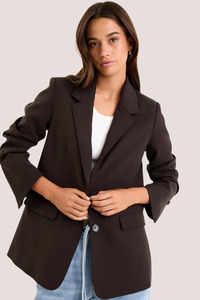 Outerwear: Diploma Dark Chocolate Two Button Vent Sleeve Blazer